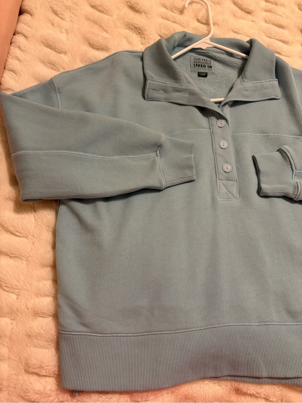 American Eagle Outfitters Light Blue Polo Pullover Sweatshirt